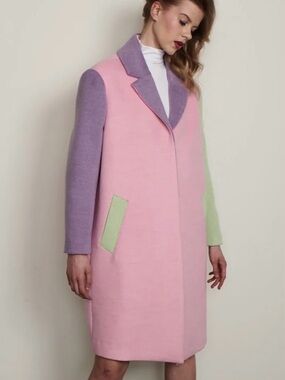 Olivia Rubin - Beatrix Pink Colourblock Coat -SZ 10